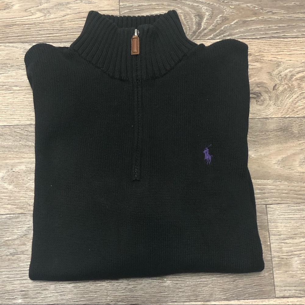 POLO Black Knit Half ZIP size medium